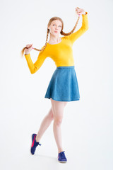 Full length portrait of a cute teen woman