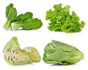 cabbage ,cos, lettuce, Bok choy on white background
