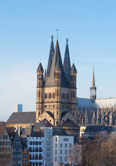 Obraz premium Great St. Martin Churchand . Cologne, North Rhine-Westphalia, Germany