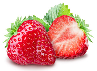 Strawberries on the white background.