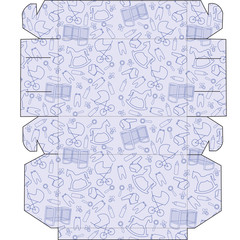The layout of the boxes for baby. Box for cupcakes, candy or gifts.  Cut and fold the box.