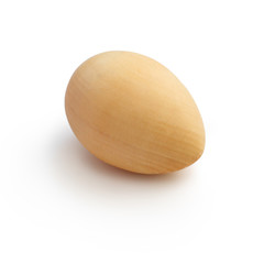 one wooden egg on a white background