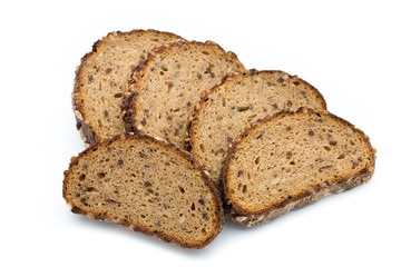 Rye bread isolated on white background.