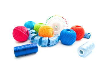 meter and other items for needlework on white