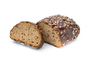 Rye bread isolated on white background.