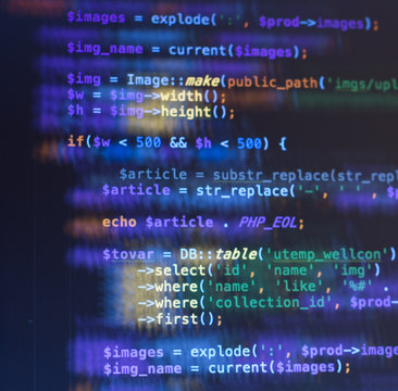 Php code on dark background