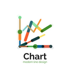 Thin line chart logo design. Graph icon modern colorful flat style