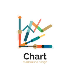Thin line chart logo design. Graph icon modern colorful flat style