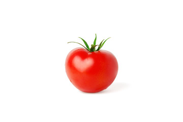 One fresh red tomato with love isolated on white
