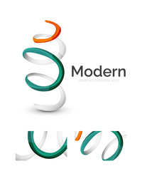 Fototapeta na wymiar Abstract 3d swirl ribbon logo template with business card corporate identity design