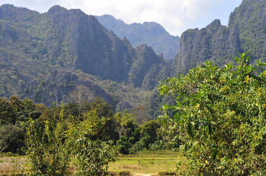 the beautiful landscape of vang vieng in laos