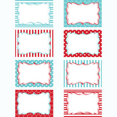 Red and Aqua Printable Labels Set.Tags,Photo Frame, Gift Tags, Scrapbooking,Card Making,Invitation.