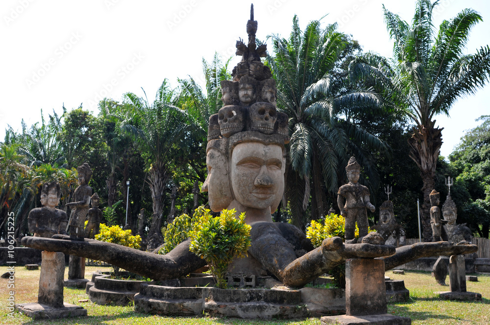 Wall mural the beautiful and bizzare buddha park in vientiane, laos