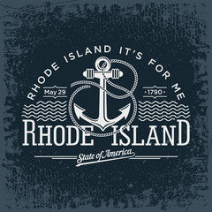 Род-Айленд штат Америки, стиллизованная эмблема на темном фоне