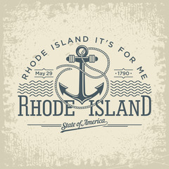 Род-Айленд штат Америки, стиллизованная эмблема на светлом фоне