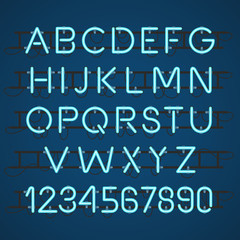 Neon Light Alphabet Vector Font