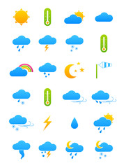 Vector color weather forecast icons set