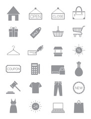 Gray shopping icons set