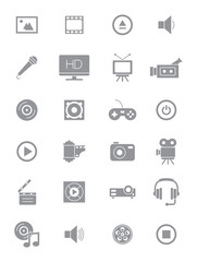 Gray multimedia icons set