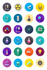 Color round science icons set