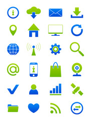Blue-green Internet icons set