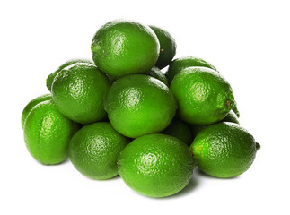 Heap of limes, isolated on white