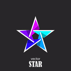 Star flat 3D abstract symbol. Popularity concept. Vector Illustration