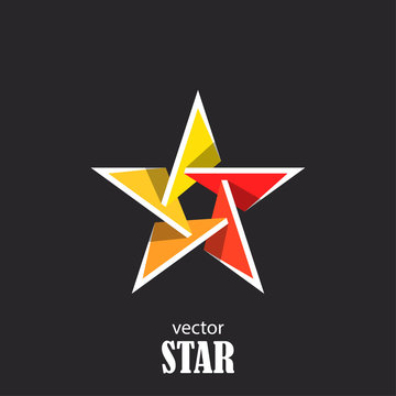 Star flat 3D abstract symbol. Popularity concept. Vector Illustration