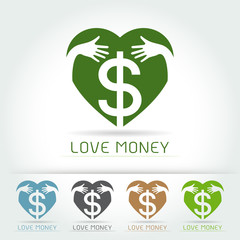 Dollar Sign Icon,hug and love save money concept