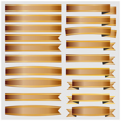 Bronze ribbons and banners with gold vector