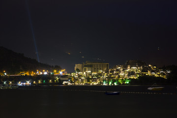 Fototapeta premium Night view on the beach of the town Budva.