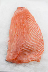 Fresh roe salmon fillet on ice