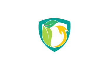 green leaf emblem security arrow up logo
