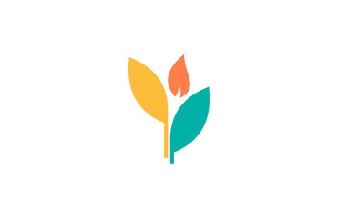 leaf flame icon logo