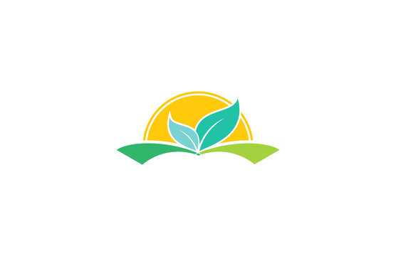 sun leaf landscape logo
