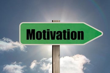 Composite image of green motivation sign
