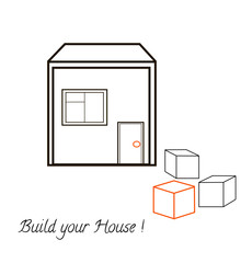 House and three blocks. Vector concept