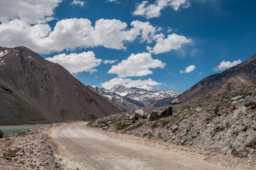 Fototapeta na wymiar El Yeso Dam, drinking water reservoir in the Andes, Chile