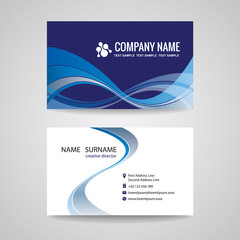 Naklejka premium Business card Template Abstract Blue Wave design vector