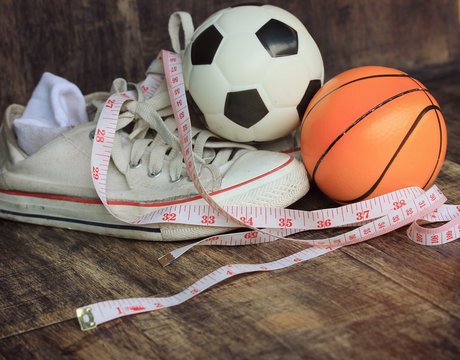 sneakers and football basketball