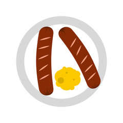 Sausages on a plate icon