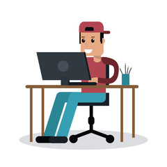 boy Working on laptop design