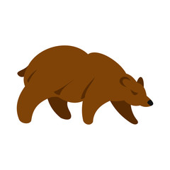 Brown bear icon, flat style 