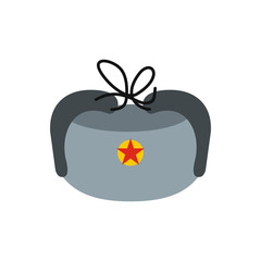 Hat with ear flaps icon, flat style 