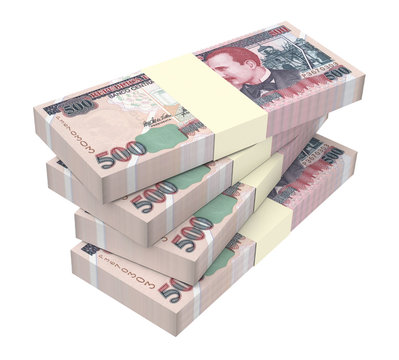 Honduras lempira bills isolated on white background. Computer generated 3D photo rendering.