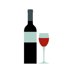 Red wine bottle icon, flat style 