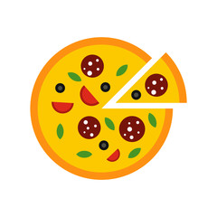 Pizza icon, flat style 