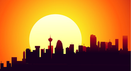 Fototapeta na wymiar Calgary Sunset-Vector