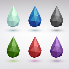 Set of stylized drops. Geometric abstract background.