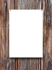 Close-up of one nailed blank frame on dark brown wooden boards background